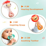 iPlay, iLearn Baby Shaker Rattle Toy, Babies Teething Sensory Toys 3-6-12 Month, Infant Development Tummy Time Animal Rattles Set, Newborn First Birthday Gift 4 5 7 8 9 10 Month Old Toddlers Boy Girl