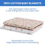 Delta Children 100% Cotton Flannel Baby Receiving Blankets for Girls and Boys – 30x30 Inches (Pack of 2), Pink Floral