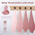 Yoofoss Muslin Baby Washcloths 100% Organic Cotton Face Towels 6 Pack Wash Cloths for Baby 12x12in Soft and Absorbent Baby Wipes (Gradient Pink)