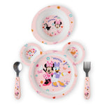The First Years Disney Minnie Mouse Kids Dinnerware Set - Includes Toddler Plate, Bowl, Fork, and Spoon - Baby Led Weaning Supplies - 4 Count- Ages 9 Months and Up