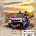 24V Ride on Toys for Big Kids, Licensed Ford Bronco Raptor 2 Seater Ride on Cars with Remote Control, Ride on Truck w/ 4-Wheeler Suspension, 3 Speeds, Led Lights, Bluetooth (24V, Pink)