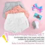 Sintege 5 Pieces Baby Shorts Linen Bloomer Short 3-6 Months Blend Summer Loose Cute Short Bloomer for Unisex Boy Girl