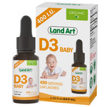 Certified Organic Vitamin D3 Drops - for Baby - 400 IU per Drop - 490 Servings - Development and Maintenance of Bones and Teeth - GMO Free - Gluten Free – 0.45 fl oz (13.5 ml)