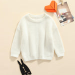 Karwuiio Toddler Baby Girl Boy Knit Sweater Round Neck Long Sleeve Pullover Sweatshirt Fall Winter Clothes (White, 12-18 Months)