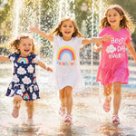 PATPAT Toddler Girl Floral Skater Multipack Dresses 2/3 Pack Spring Polka Dots Short Sleeve Priness A-line Dress