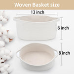 Happyiren Medium Woven Cotton Rope Basket with Handle Empty Decorative Gift Basket for Baby Shower, Graduation, Father's Day, Nursery Storage 13" Dia x 8" W x 6" H
