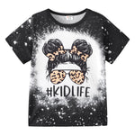 PATPAT Girls Shirts Size 7-8 Black Kid Life Graphic Tees, Kid Life Shirts for Little Girls, Crew Neck Short Sleeve Black Tops Trendy Clothes Going Out Outfit Preppy Tops