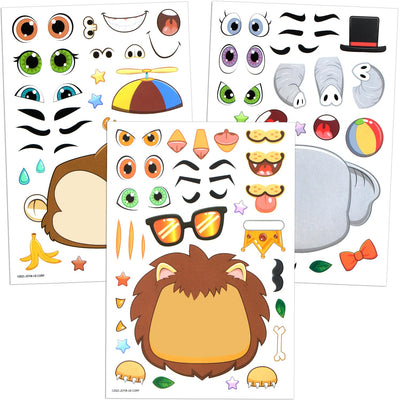 JOYIN 36PCS 9"x6" Make a face Stickers for Kids, Make Your Own Safari Animal Stickers, Jungle Party Favors Kids Crafts, Goodie Bags Stuffers, Classroom Rewards