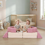 GudoInsole Flower Kids Play Couch 10PCS Toddler Couch High Density Foam Sectional Sofa Playroom Kids Furniture for Girls and Boys Bedroom (Pink)