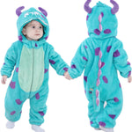 Unisex Baby Flannel Romper Animal Onesie Costume Hooded Cartoon Outfit