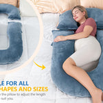 INSEN Pregnancy Pillows, Multi-use Maternity Pillows for Sleeping and Nursing, Sit up Pillow for Adults (Blue)