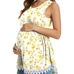 Xpenyo Womens Maternity Tank Top Sleeveless Lace Crochet Trim Peplum Cami Shirts Apricot Floret M