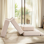ROBUD Kids Couch, Beige Modular Kids Play Couch, DIY-Style & Washable Toddler Sofa for Playroom, Bedroom, Nursery, WG411