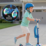 Gotrax KS3 Kids Kick Scooter, LED Lighted Wheels, Adjustable Height Handlebars and Removable Seat, Lean-to-Steer & Widen Anti-Slip Deck, 3 Wheel Scooter for Kids Ages 2-8 and up to 100 Lbs (Blue)