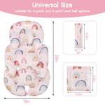 CARUILI Infant Car Seat Insert Cushion, Super Soft Baby Car Seat Head Support & 2 Straps Pads, Reversible Preemie Newborn Carseat Insert, Fit Car Seat, Stroller, Infant Bouncer, Pink Rainbow