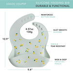 Loulou Lollipop Soft, Waterproof Silicone Feeding Bib for Babies and Toddlers 3 to 36 Months, Easy to Clean, Adjustable Fit and Catch-All Pouch - Lemon
