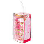 Silver Buffalo Strawberry Shortcake Strawberry Dessert and Jam Pink Glass Jar Tumbler with Bamboo Lid and Glass Straw, 16 Ounces