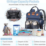 Diaper Bag Backpack Baby Bag for Mom Dad with Changing Pad, 19 Pockets, Large Waterproof Travel Baby Girl Boy Toddle Diaper Bag with Insulated Pocket, Baby Shower Gifts, Blue