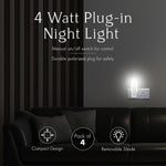 Plug in Night Light with Manual On/Off Switch for Hallway, Kid’s Bedroom, Stairways – Includes 4W Incandescent Bulb | 4 Pack