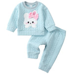 Kucnuzki Toddler Girl Outfit Baby Girl Clothes 18-24 Months Long Sleeve Top T Shirts Blue Pants Sweatsuit Cute Baby Outfit Toddler Clothes Fall Clothing