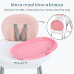 Dream On Me TableTalk 2-in-1 High Chair for Baby & Toddler – Convertible High Chair to Junior Chair, Removable Padded Seat, Dual Dishwasher-Safe Trays, Styrdy Steel Frame, Quick Folding Design – Pink