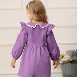 Baby Girl Clothes 18-24 Months Long Sleeve Princess Dresses Purple Ruffle Fairy Cute Dress Toddler Girls Casual Dress Fall Winter Outfit Clothes Kids