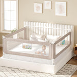 VBABY 3-Piece King Size Bed Rails for Toddler, Adjustable Height Baby Bed Rail Guard, Reinforced Bed Protection Fence for Baby, Grey, 74.8 x 78.7 x 78.7 in