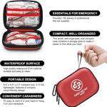 Mini First Aid Kit - 150 Piece Small Waterproof Hard Shell Medical Kit for Home, Car, Travel, Camping, Truck, Hiking, Sports, Office, Vehicle & Outdoor Emergencies- Small First Aid Medical Kit (Red)