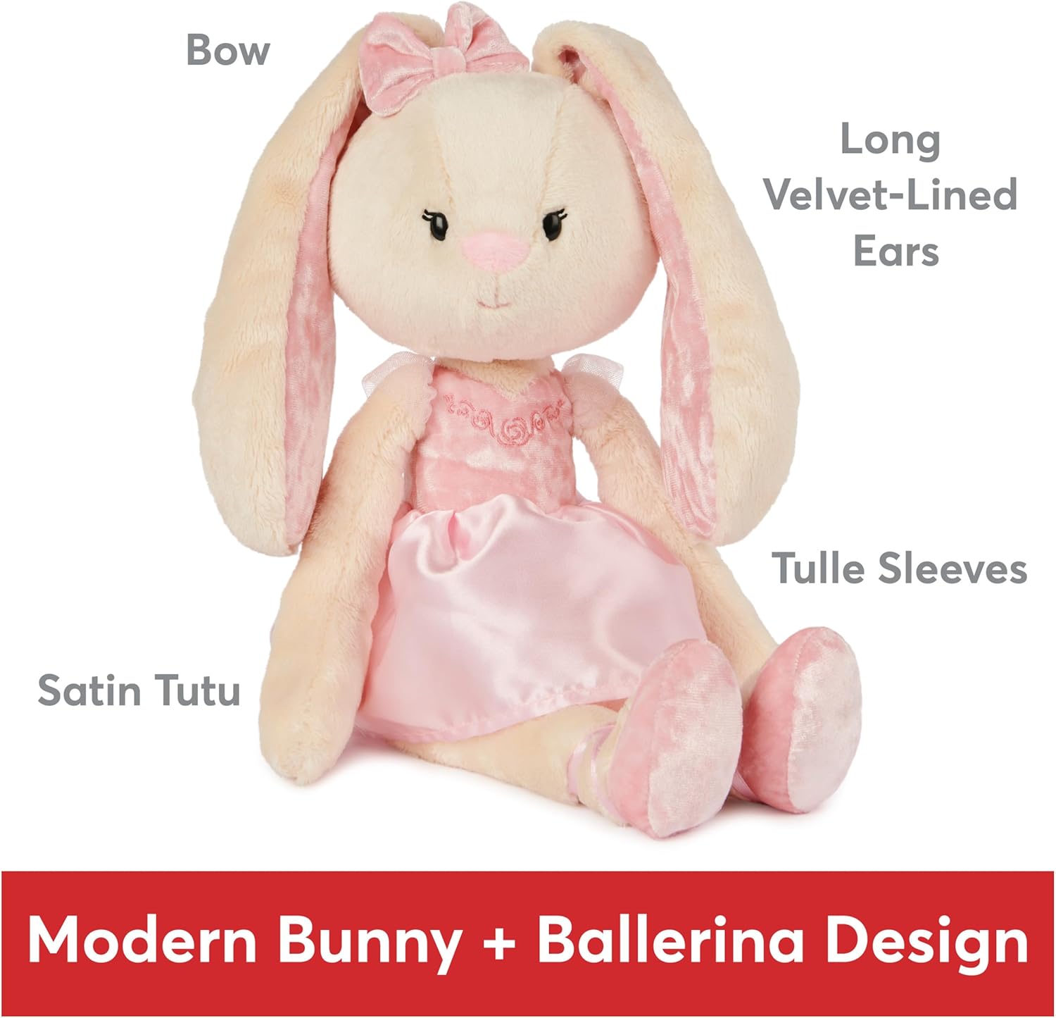 GUND Take-Along Friends Plush, Curtsy Ballerina Bunny, Bunny Stuffed Animal for Ages 1 and Up, Pink, 15"