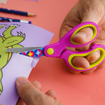 Kids Scissors 3 Pack - 5" Safety Blunt Tip With Comfort Handles, Floral Print Blades and Soft Grip - For School, DIY, Home, Classroom Use, Crafting and Cutting Paper