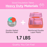 OmieBox Bento Box for Kids - Insulated Bento Lunch Box with Leak Proof Vacuum Insulated Food Jar - 3 Compartments, Two Temperature Zones (Pink Berry)