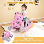 GLACER 5 in 1 Toddler Slide Rocking Toy, Rocking Horse Playset with Slide, Basketball Hoop, Ring Toss Game, Stool & Inflatable Basketball, Convertible Climber Playground for Indoors Outdoors (Pink)
