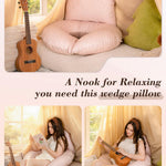 INSEN Wedge Pillow Set for Sleeping and After Surgery, Use for Acid Reflux, Reading and Relaxing, Headboard Pillow for Sitting in Bed, Pink Flower