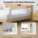 UNAPHO Bed Rail for Toddlers,Swing Down Kids Bed Rails Guard for Twin,Full,Queen,Bunk Size Bed,Extra Tall Child Bed Rail Guard with Reinforced Anchor Safety System,59" L x 31" H,Grey