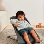 BabyBjörn Bouncer Bliss, Anthracite, Woven, Petal Quilt | 2-in-1 Adjustable Baby Bouncer Seat and Toddler Chair, Newborn to Toddler (8-29 lbs), 4 Positions, Lightweight & Portable