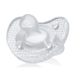 Chicco PhysioForma Luxe Orthodontic Pacifier for Babies 0-6 Months, One-Piece 100% Soft Silicone, Supports Breathing, Textured Shield & Handle, Included Sterilizing Case, BPA Free, 2-Pack, Crystal