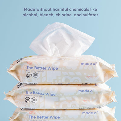 MADE OF Organic Sensitive Baby Wipes - Hypoallergenic Soothing Wipes for Sensitive Skin - Fragrance-Free, Chemical-Free, Alcohol-Free - Water Based Soothing Aloe and Argan Oil (72 Count (Pack of 1))