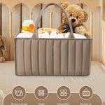 SWEET DOLPHIN 2-Pack Quilted Diaper Caddy Organizer – Premium Puffer Style Nursery Storage Bins – Water-Resistant & Wipeable Changing Table Organizer – Trendy Tote for Home & Car Travel - Mocha Brown