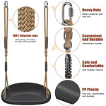 BeneLabel Heavy Duty Swing Seat with Adjustable Rope and Carabiners, Cushion Style Design Non-Slip Swing Seat, Playground Swing Set Accessories for Kids and Adults, Black