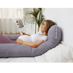 ZZZhen Pregnancy Pillow for Sleeping, U Shaped Maternity Pillow - 56 Inch with Grey Microfiber Removable Cover, Multi- Use and Support Back, HIPS, Legs, Belly for Pregnant Women Sleeping