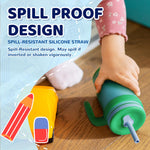 Tronco 14 oz Kids Insulated Tumbler with Handle & Spill Resistant Flexible Straw, BPA-Free Stainless Steel Toddler Cups with Lids, Splash-Proof Kid Drinking Cup Travel Mugs, Easy to Clean