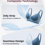 Momcozy CoolFit Nursing Bras for Breastfeeding, Fixed Padding Ultra Stretch Seamless Jelly Strip Maternity Bra, Wireless Nordic Blue