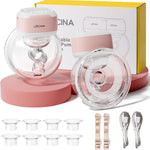 Wearable Breastfeeding Pump Hands Free of Long Battery Life, Portable Electric Wireless Breast Pump with 3 Modes and 9 Levels, LED Display, 16/18/20/22/24mm Flanges & Inserts, 2 Pack (Purple)
