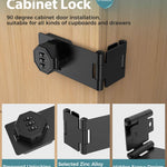 MeBantoo 90 Degree Cabinet Combination Door Lock Latch, Zinc Alloy Password Rotary Hasp Lock, Keyless Folding Latches for Office File Cabinet, Drawers, Cupboard, Small Doors, Locker (2, Black)