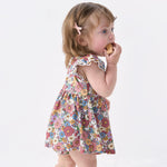 pureborn Baby Girls Viscose from Bamboo Bodysuit Dress Ruffle Sleeve Romper Twirl Skirt Playwear Dresses Corlorful Daisy 9-12M