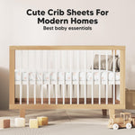 KeaBabies 2-Pack Baby Crib Sheets for Boys, Girls - 52x28 Viscose Derived from Bamboo Toddler Bed Sheets Neutral, Fitted Crib Mattress Cover for Standard Baby Bedding, Soft & Cozy(Nibbles/Bruce)