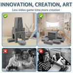 Jadoxy Kids Play Couch 12PCS, Modular Kids Play Sofa, Multifunctional Foam Couch for Bedroom Playroom, Imaginative Convertible Floor Cushion for Boys and Girls (Dark Grey)