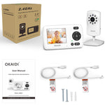 OKAIDI Video Baby Monitor with Camera and Audio, 2.4'' Portable Travel Baby Monitor, 1000ft Long Range Transmission, Baby Monitor No WiFi, Infrared Night Vision, VOX Mode, Baby Monitor