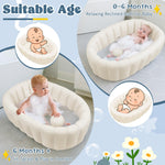 Inflatable Baby Bathtub, Collapsible Baby Bath Back Support, Portable Newborn Travel Bath tub with Drain Hole, Foldable Baby Bath Tubs for Infant to Toddler 0-24 Months (White)