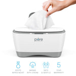 PureBaby™ Wipe Warmer with Digital Display - Easy-Feed Dispenser with 3 Heat Settings, LCD Display, 80 Wipe Capacity, Naturally Steam Heated for Comfort and Safety for Baby